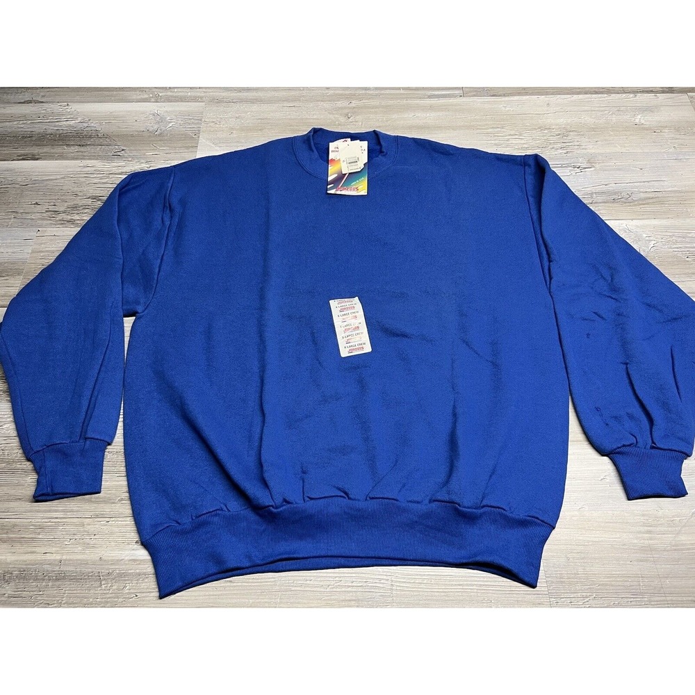 NWT‎ Vintage 90s Jerzees Crewneck Sweatshirt Men's XL Blue Blank Made in USA